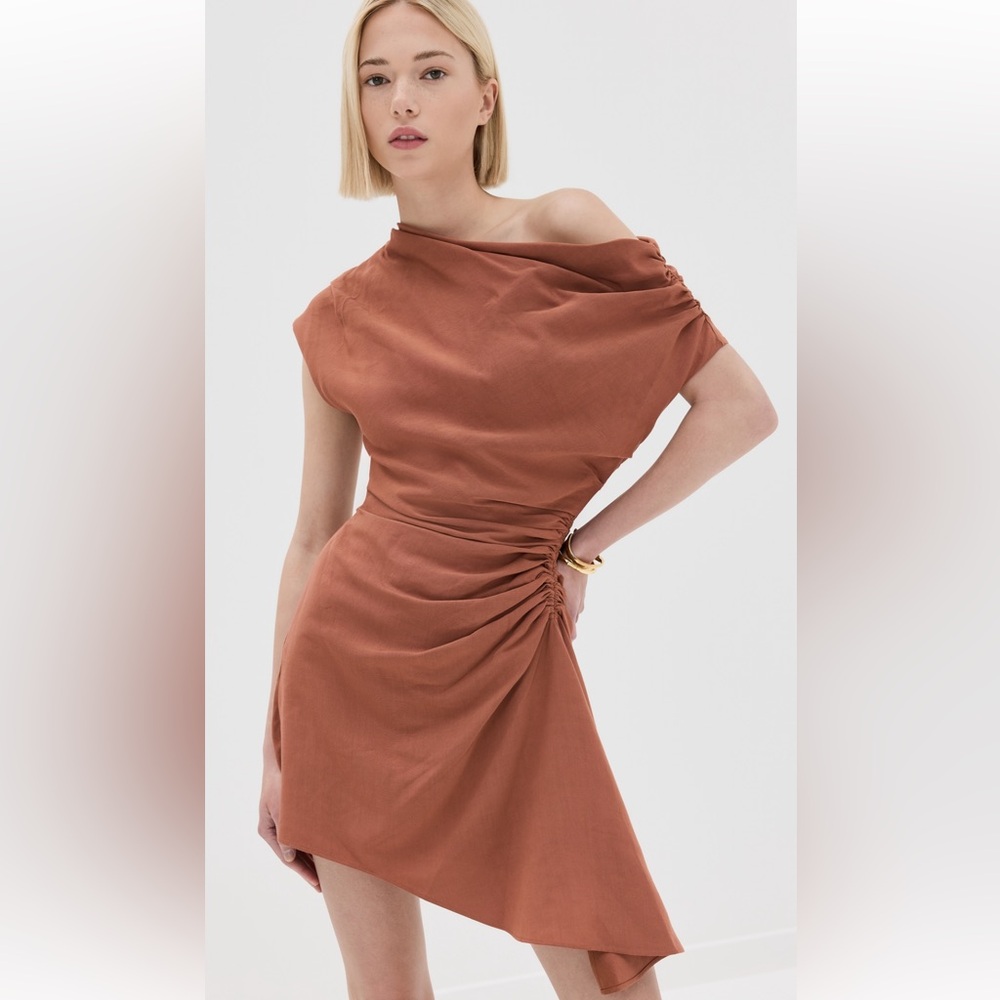 A.L.C. One-Shoulder Dress in Warm Rust